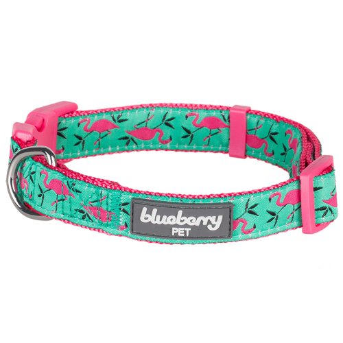 Pink Flamingo Adjustable Dog Collar for Medium Dogs