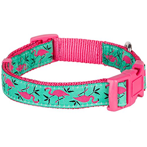 Pink Flamingo Adjustable Dog Collar for Medium Dogs