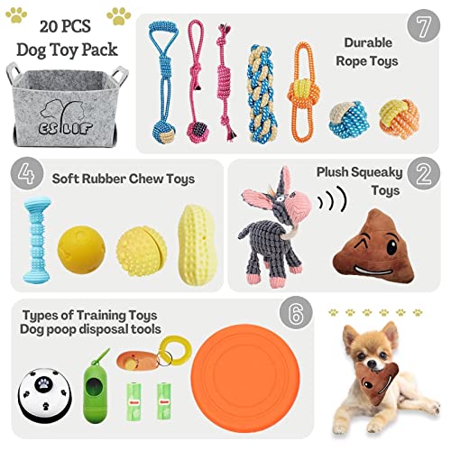 ESYLIF 20-Pack Dog Chew Toys for Puppies