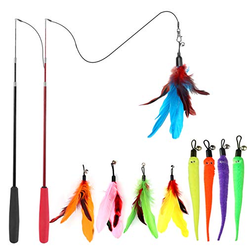 MeoHui Interactive Retractable Wand & Feather Cat Toys