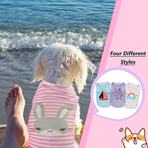 CooShou 4-Pack Pet Polka Dot & Stripe Shirts