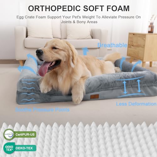 Yiruka XL Orthopedic Waterproof Dog Bed - Grey