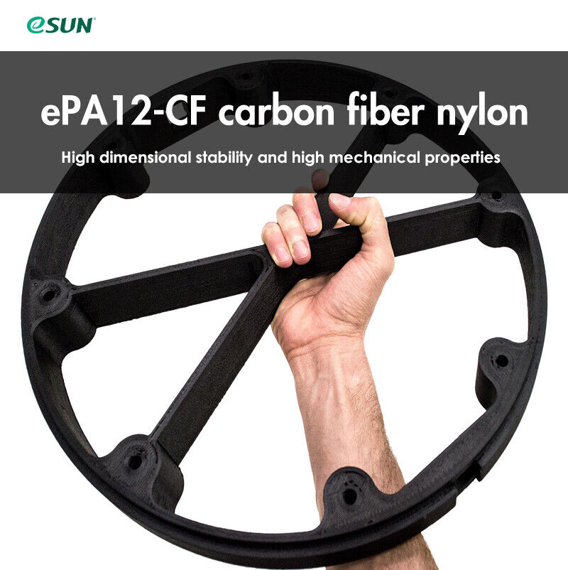 1.75mm Carbon Nylon Filament: eSUN PA12-CF 1kg/2.2LB in Natural