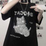 Kawaii Cartoon Print Loose Women's T-Shirt