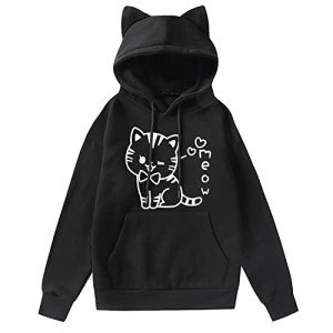 Kawaii Cat Ears Oversized Hoodie for Women