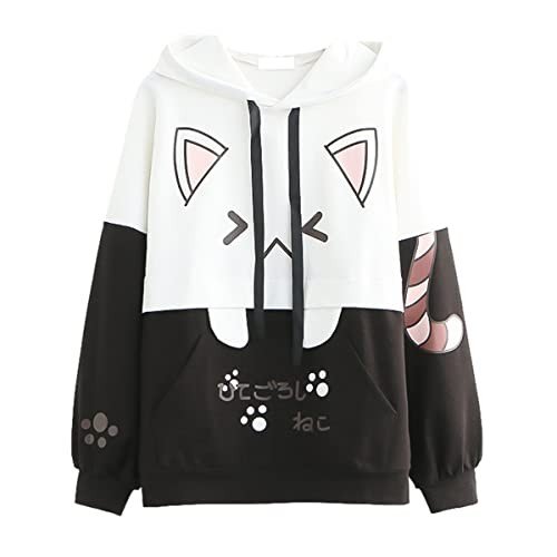 Kawaii Cartoon Cat Hoodie for Girls and Teens