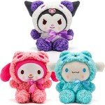 Kawaii 3-Pack Anime Plush Dolls for Kids