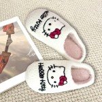 Kawaii Cat Plush Slippers for Women