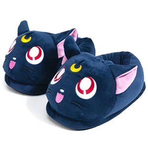 Luna Cat Plush Slippers | Kawaii Moon House Shoes
