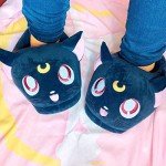 Luna Cat Plush Slippers | Kawaii Moon House Shoes