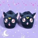 Luna Cat Plush Slippers | Kawaii Moon House Shoes
