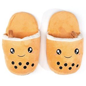 Kawaii Boba Bubble Tea Plush Slippers - Cute!