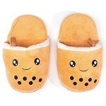 Kawaii Boba Bubble Tea Plush Slippers - Cute!