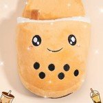 Kawaii Boba Bubble Tea Plush Slippers - Cute!