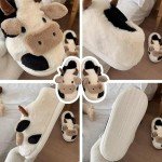 Kawaii Plush Cow Slippers - Fluffy Cozy Comfort