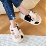 Kawaii Plush Cow Slippers - Fluffy Cozy Comfort