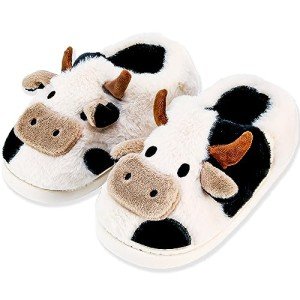 Kawaii Cow Plush Slippers for All Ages