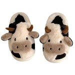 Kawaii Fuzzy Cow Slippers for Cozy Comfort