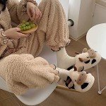 Kawaii Fuzzy Cow Slippers for Cozy Comfort