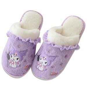 Kuromi Plush Open Back Slippers for Women