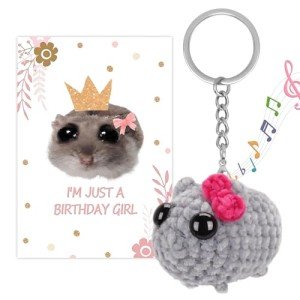 Adorable Hand-Knitted Sad Hamster Plush Keychain