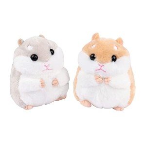 Adorable Brown and Gray Hamster Plush Keychains