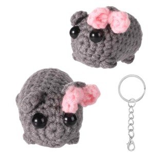 Cute Sad Hamster Crochet Keychain Plush Toy