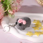 Cute Sad Hamster Crochet Keychain Plush Toy