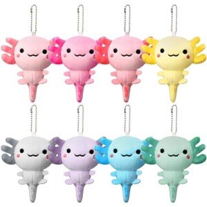 8-Pack Mini Axolotl Plush Keychain Set