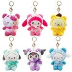 6PCS Kawaii Anime Plush Keychain Doll Set