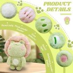 Cute Weighted Frog Plush Toy with Mushroom Hat