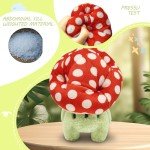 Cute Weighted Frog Plush Toy with Mushroom Hat