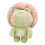 Cute Weighted Frog Plush Toy with Mushroom Hat