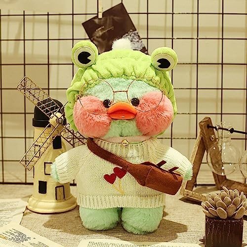 Kawaii Green Duck Plush Toy with Frog Costume