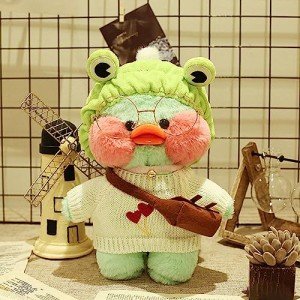 Kawaii Green Duck Plush Toy with Frog Costume