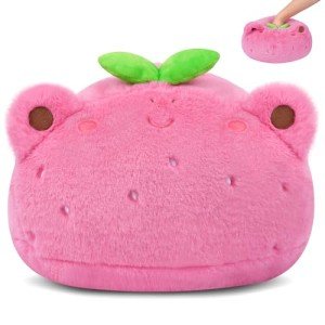 Kawaii Pink Frog Plush Pillow - 12in Cuddle Buddy