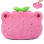 Kawaii Pink Frog Plush Pillow - 12in Cuddle Buddy