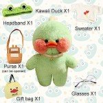Kawaii Green Duck Plush Toy with Frog Costume