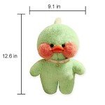 Kawaii Green Duck Plush Toy with Frog Costume