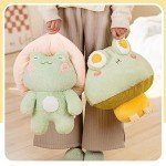 Kawaii Frog Plush Toy with Mushroom Hat