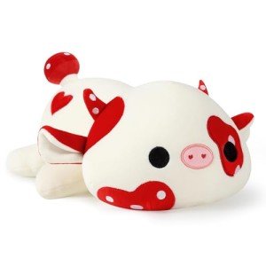 Adorable Red Mushroom Cow Plush Toy - 12