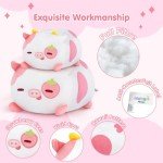 Cute Strawberry Cow Plush Pillow - 8” Kawaii Toy