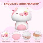 Kawaii Strawberry Cow Mushroom Plush Pillow (8")