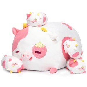 Mewaii Strawberry Cow Plushies Set with Babies