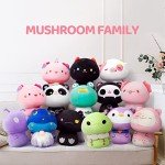 Kawaii Strawberry Cow Mushroom Plush Pillow (8")