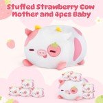 Mewaii Strawberry Cow Plushies Set with Babies