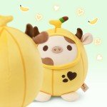 Kawaii Peach Cat Banana Cow Plush Toy 8