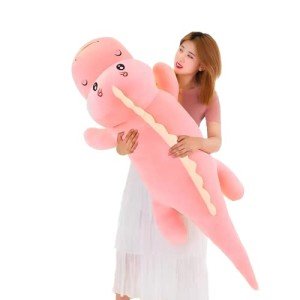 Cute Pink Dinosaur Plush Pillow for Kids