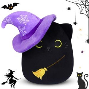 Kawaii Halloween Cat Plush with Witch Hat