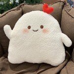 Kawaii Ghost Plush Pillow - Soft White Cuddle Toy